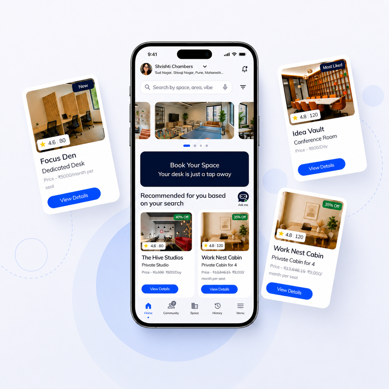 Work Space Rental Mobile App
